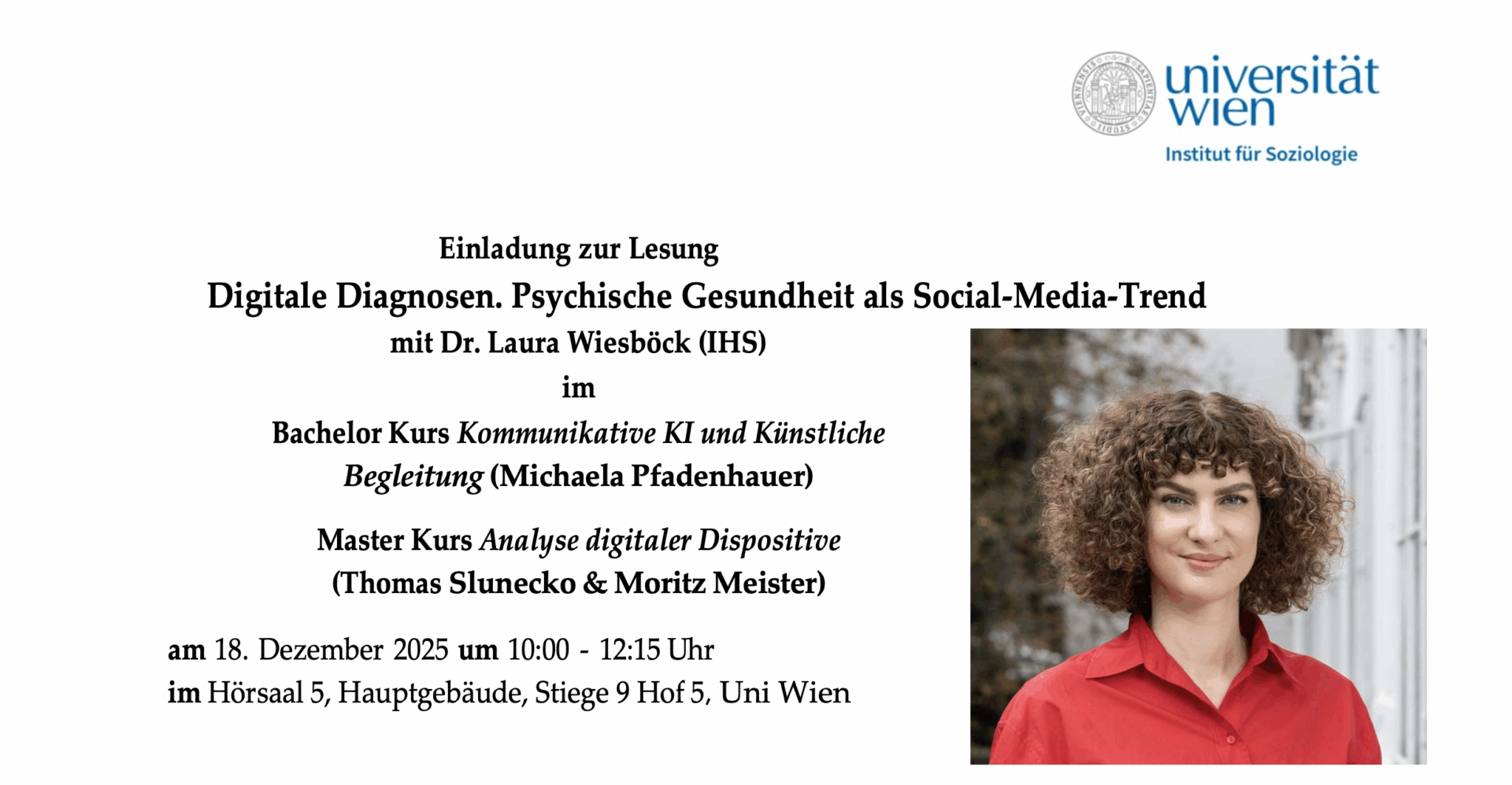 Luca Comai Lecture ComAI Lecture mit Laura Wiesböck